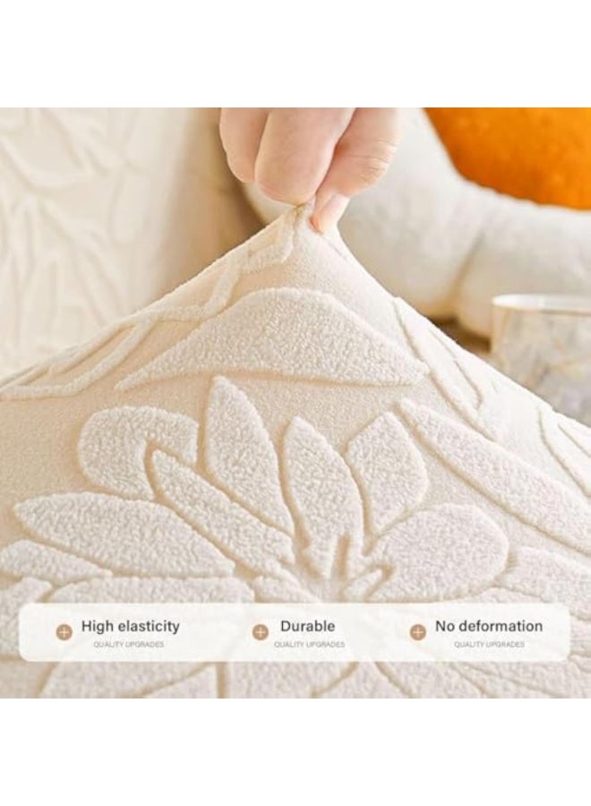 Arabest أغطية أرائك للكنبة، واقي كنبة مزخرف ثلاثي الأبعاد للكلاب، أغطية كنبة ناعمة مع 2 غطاء وسادة 18x18 قابلة للغسل، غطاء كنبة مقسمة (بيج، مقعدين 145~185 سم) - Image 4