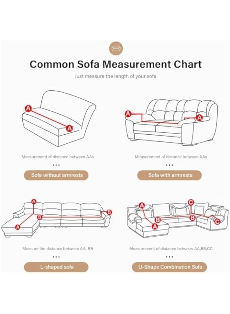 Arabest أغطية أرائك للكنبة، واقي كنبة مزخرف ثلاثي الأبعاد للكلاب، أغطية كنبة ناعمة مع 2 غطاء وسادة 18x18 قابلة للغسل، غطاء كنبة مقسمة (بيج، مقعدين 145~185 سم) - Image 2