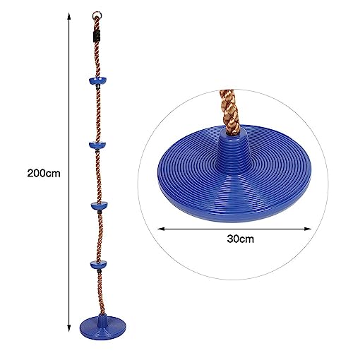 REZNOR Plastic Platforms Disc Tree Swing Seat And Climbing Knot Rope With Carabiner Hook For Kids Outdoor Playground Set (Blue, 30 Cm, 200 Cm, 200 Cm) - Image 2