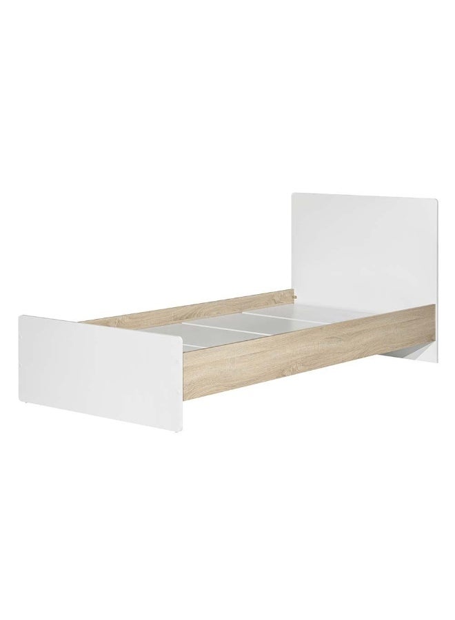 DANUBE HOME Kinder 90X200 Kids Bed Comfortable Wooden Bed Strong And Sturdy Modern Design Bed Frame Bedroom Furniture For Kids -White & Sonoma Oak  - Image 2