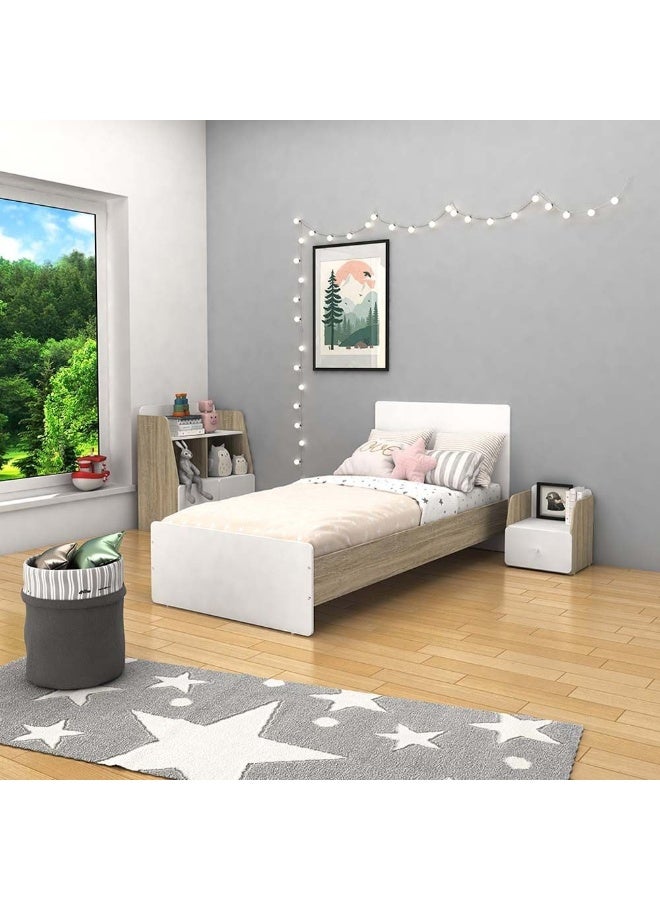 DANUBE HOME Kinder 90X200 Kids Bed Comfortable Wooden Bed Strong And Sturdy Modern Design Bed Frame Bedroom Furniture For Kids -White & Sonoma Oak  - Image 4
