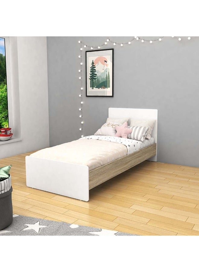 DANUBE HOME Kinder 90X200 Kids Bed Comfortable Wooden Bed Strong And Sturdy Modern Design Bed Frame Bedroom Furniture For Kids -White & Sonoma Oak  - Image 5