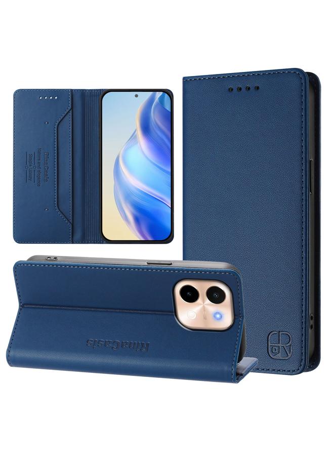 The Bros حافظة لهاتف فيفو Y28 4G RC01 قابلة للطي مزدوجة مع مغناطيس شفط RFID جلدية