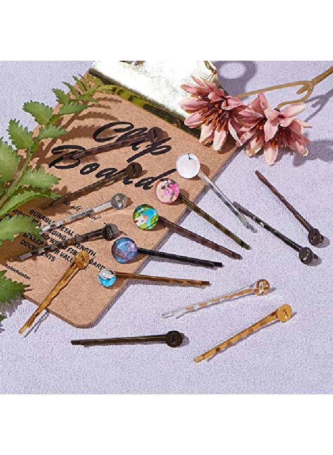 PH PandaHall 50 مجموعة 5 ألوان دبابيس شعر 50 قطعة صينية دبابيس شعر إعداد دبابيس شعر فارغة وقاعدة دبابيس شعر 50 قطعة كابوشون زجاجي لصنع باركيت دبابيس الشعر - Image 3