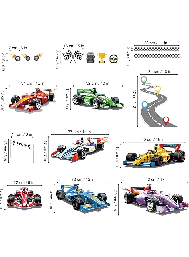 إيروريكس ملصقات حائط لسيارات السباق والمركبات والطرق، ملصقات جدارية قابلة للتقشير واللصق لغرف نوم الأطفال وغرف الأولاد وغرف اللعب - Image 4