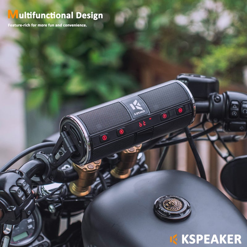 KSPEAKER مكبرات صوت دراجة نارية KSPEAKER بلوتوث راديو نظام صوتي مقاوم للماء مع مضخم صوت مدمج، مشغل MP3 معدني 3 بوصة، رائع للدراجات الرباعية، سكوتر، مركبات 12 فولت، K2BL - Image 3