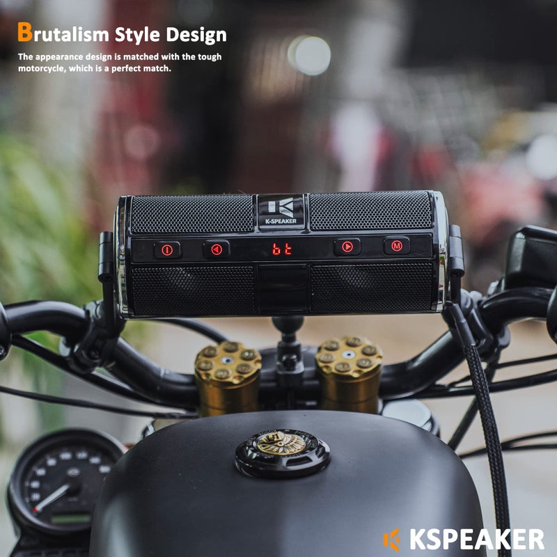 KSPEAKER مكبرات صوت دراجة نارية KSPEAKER بلوتوث راديو نظام صوتي مقاوم للماء مع مضخم صوت مدمج، مشغل MP3 معدني 3 بوصة، رائع للدراجات الرباعية، سكوتر، مركبات 12 فولت، K2BL - Image 4