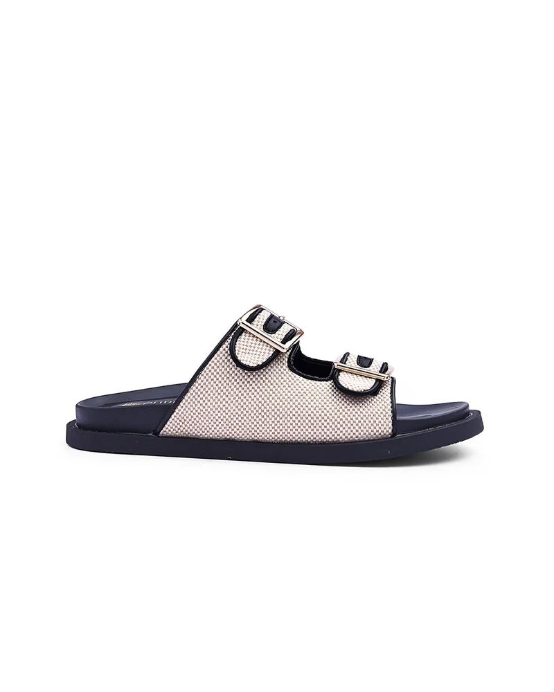 كابلي صندل مسطح نسائي منسوج بملمس ناعم