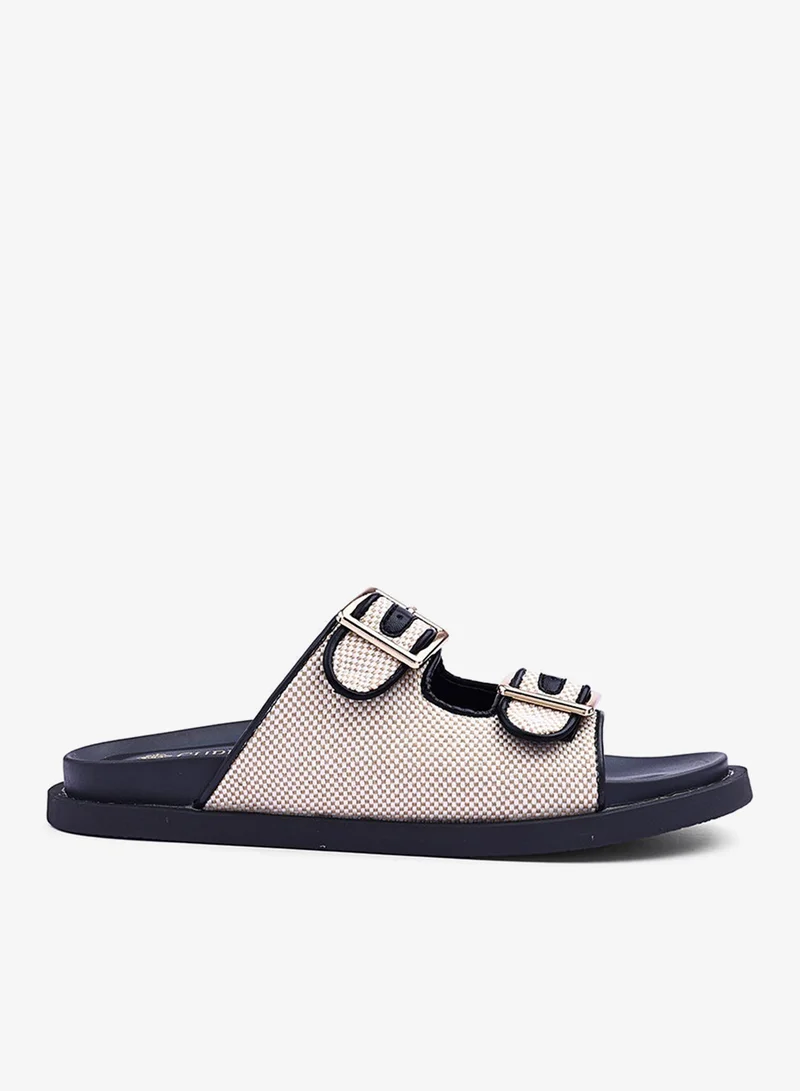 كابلي صندل مسطح نسائي منسوج بملمس ناعم