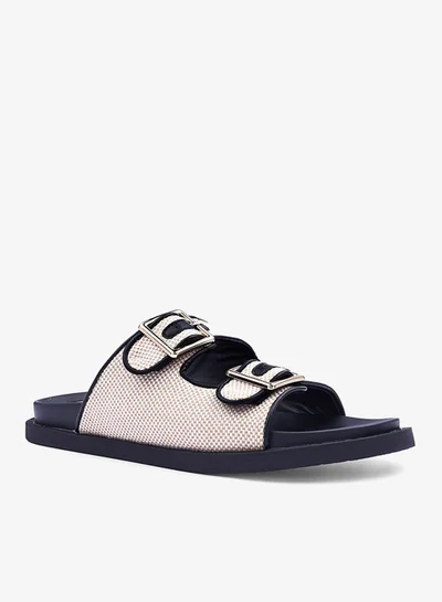 كابلي صندل مسطح نسائي منسوج بملمس ناعم