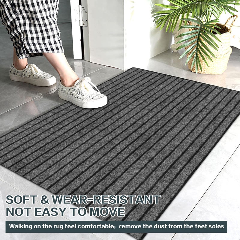 Heyroll Custom Size Hallway Runner Rug, Backed Non-Slip Waterproof Runner Rugs, Washable Outdoor Indoor Carpet Runner Rug for Floor, Entryway, Kitchen, Laundry, Balcony, Garage 2' x 6', Stripe Gray - Image 4