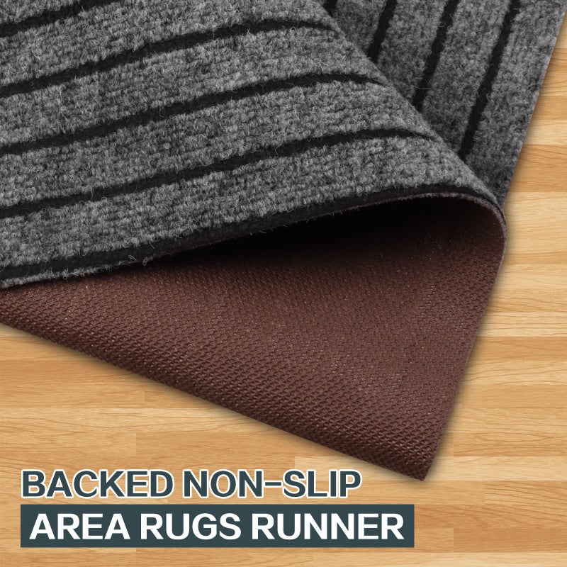 Heyroll Custom Size Hallway Runner Rug, Backed Non-Slip Waterproof Runner Rugs, Washable Outdoor Indoor Carpet Runner Rug for Floor, Entryway, Kitchen, Laundry, Balcony, Garage 2' x 6', Stripe Gray - Image 3