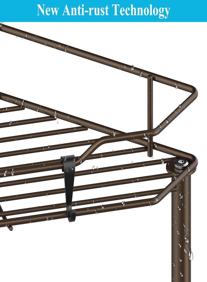 HuggieGems 2 Tier Floor Standing Corner Shower Caddy Organizer Shelf with Hooks, Bathroom Shelves Stand Rack, Bronze - Image 5