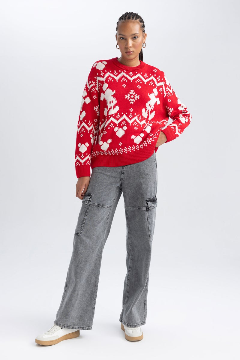 DeFacto Woman Disney Mickey & Minnie Christmas Themed Knit Pullover  - Image 5