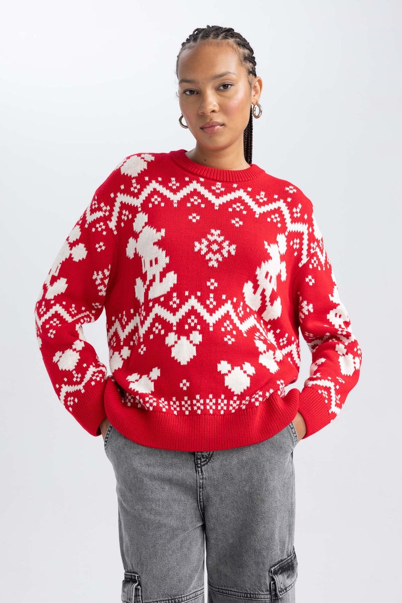 DeFacto Woman Disney Mickey & Minnie Christmas Themed Knit Pullover  - Image 1