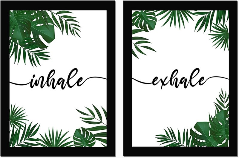 AR Creative Inhale Exhale Tropical Wall Art Prints Set - Image 1