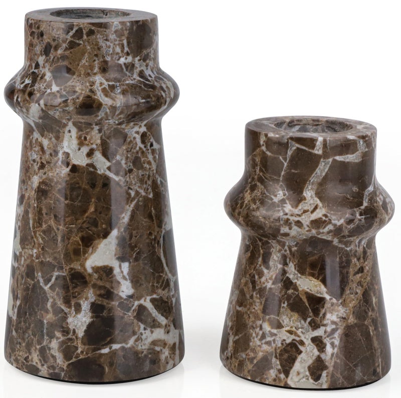 Vixdonos Marble Candle Holder Set of 2 Taper Candle Candlestick Mantle Candle Stand for Home DecorWeddingParty and Table CenterpiecesBrown - Image 2