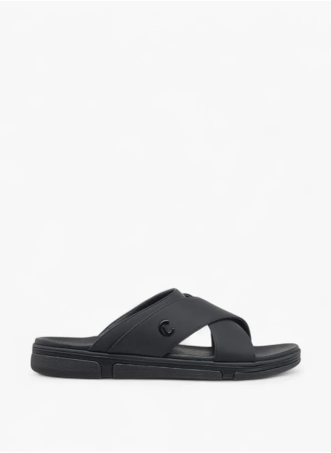 لو كونفورت Men Cross Strap Slip-On Sandals