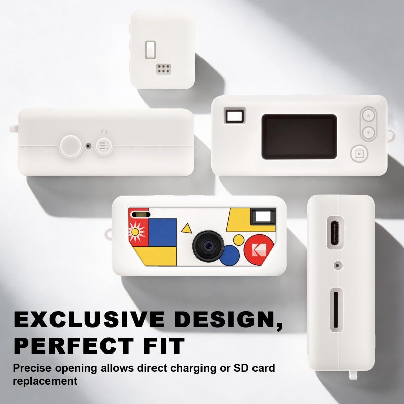 PAIYULE Silicone Case for Kodak CHARMERA Keychain Digital Camera Blind Box, Photo Mini Keychain Camera Sleeve with Precise Cutouts & Scratch Protection - Camera NOT Included (White) - Image 4