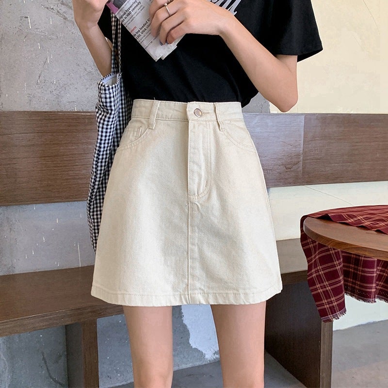 Black Grey Denim Skirt Women'S Summer 2022 New High Waist Thin A- Line Skirt For Small Men Hip Skirt Ins Trendy - Image 1