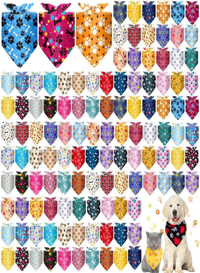 Reginary 120 Packs Dog Bandanas Bulk Christmas Dog Paw Scarf Adjustable Holiday Pet Scarf Washable Scarves Triangle Drool Bibs for Xmas Cat Pet Costume Supply - Image 1