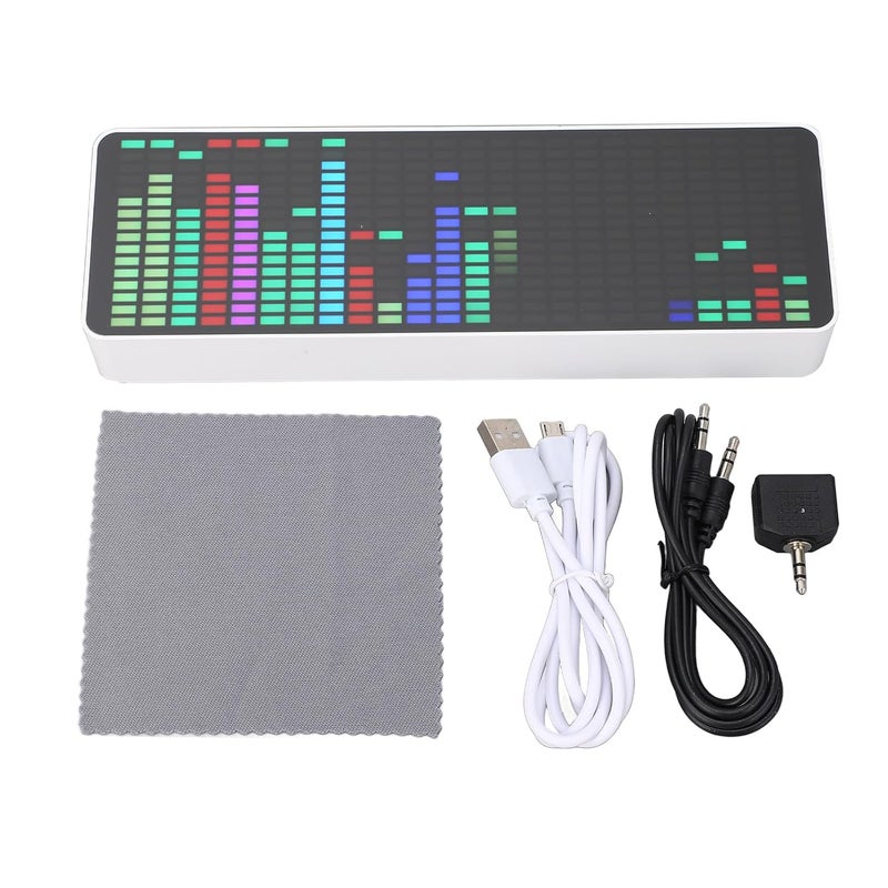 LED Music Spectrum Display with RGB Colorful 16x24 LED Array, 20 Dynamic Modes, 7 Color Options, Voice Sensor and Clock Function, USB Powered for Home Entertainment - Image 1