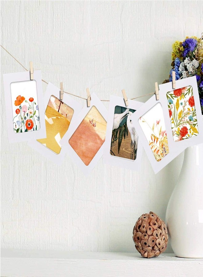 Prescent Paper Photo Frame 15 cm x 11.5 cm Craft Paper Picture Frames 30 PCS DIY Cardboard Photo Frames with Wood Clips and Jute Twine (30 PCS, White) - Image 5