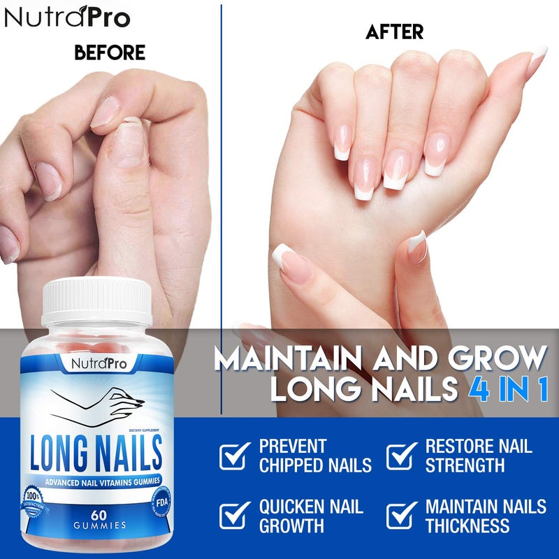 NutraPro Nail Growth Vitamins for Stronger Nail - No More Chipped Nails.Nail Strengthener and Growth Supplement Gummies â€“ Grow Strong Long Nails with Biotin and Collagen Gummies. - Image 2