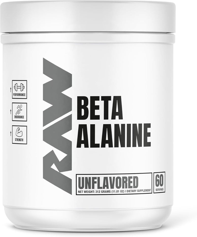 RAW Beta Alanine Powder Unflavored 60 Servings  PreWorkout Powder for Men  Women  Beta Alanine Supplement for Workout Endurance  Preworkout Beta Alanine Powder for Reduced Muscular Fatigue - Image 1