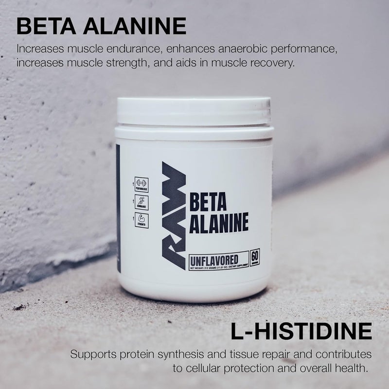 RAW Beta Alanine Powder Unflavored 60 Servings  PreWorkout Powder for Men  Women  Beta Alanine Supplement for Workout Endurance  Preworkout Beta Alanine Powder for Reduced Muscular Fatigue - Image 3