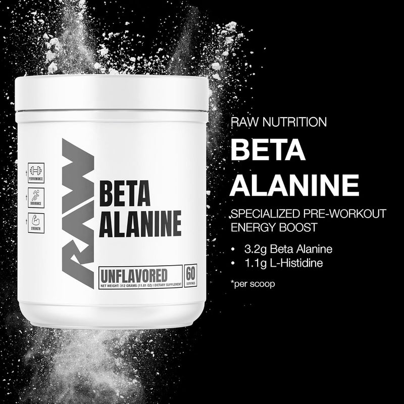 RAW Beta Alanine Powder Unflavored 60 Servings  PreWorkout Powder for Men  Women  Beta Alanine Supplement for Workout Endurance  Preworkout Beta Alanine Powder for Reduced Muscular Fatigue - Image 2