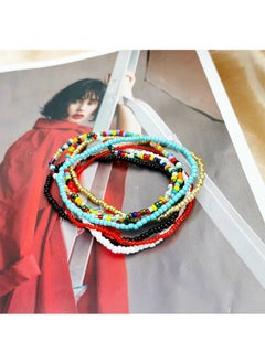 Ant 7 Piece Multilayered Women Anklets, Handmade Beaded Anklets Personality Creative Anklet, Colorful Elastic Bracelets Ankle Foot Jewelry for Girls  - Image 3