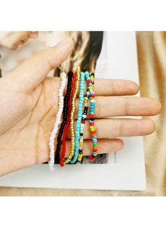 Ant 7 Piece Multilayered Women Anklets, Handmade Beaded Anklets Personality Creative Anklet, Colorful Elastic Bracelets Ankle Foot Jewelry for Girls  - Image 4