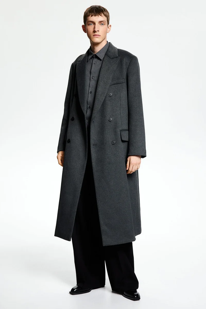 H&M Double-Breasted Wool-Blend Coat