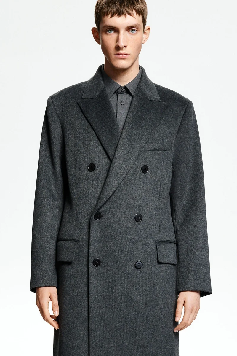 H&M Double-Breasted Wool-Blend Coat