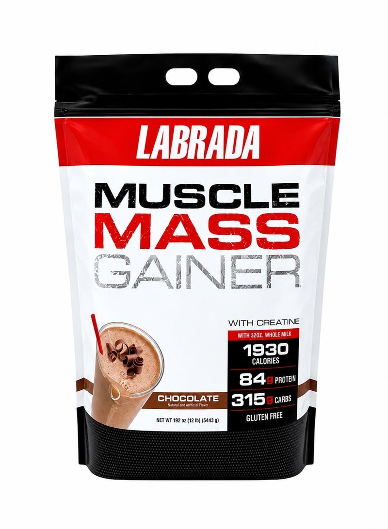 LABRADA Muscle Mass Gainer Protein Powder Supplement Chocolate Flavor 12Lb - Image 1