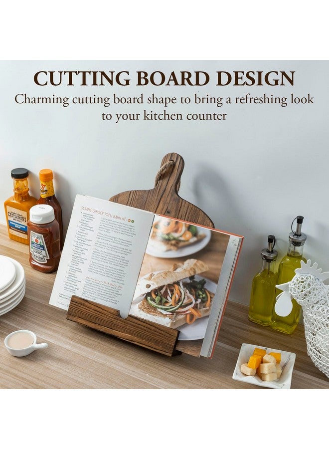 MyGift MyGift Cookbook Stand Recipe Book Holder with Brown Wood Cutting Board Design, Cookbook Holder for Countertop Display  - Image 2