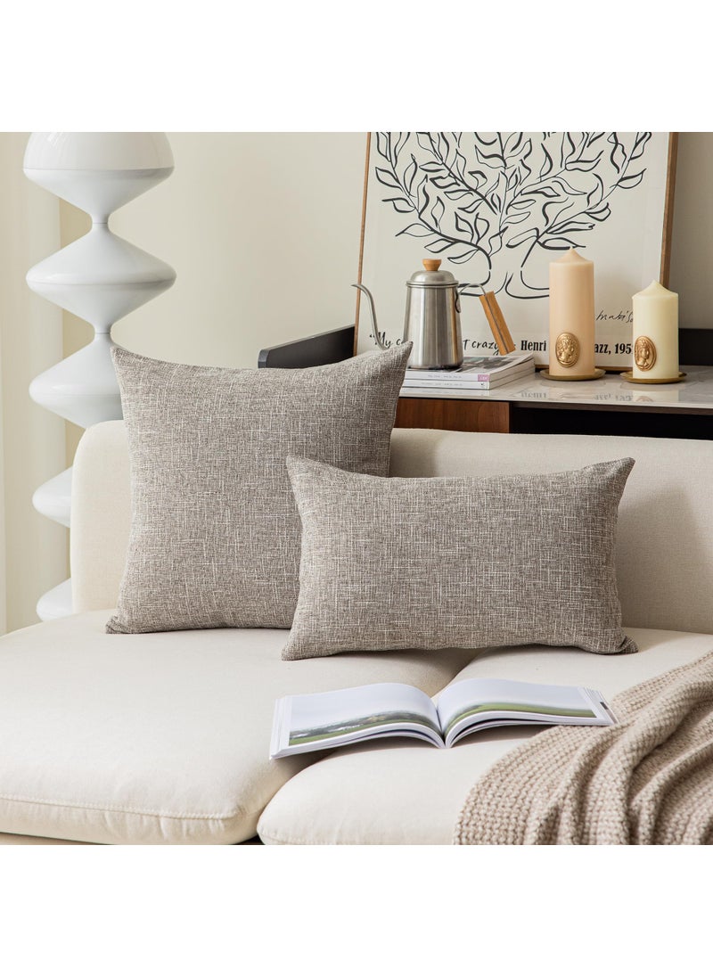 K KEVIN TEXTILE Kevin Textile Pillow Cover Faux Linen Toss Soft Throw Cushion Case for Couch  Invisible Zipper  18x18 inches (Set of 2  Sesame Grey)  - Image 4