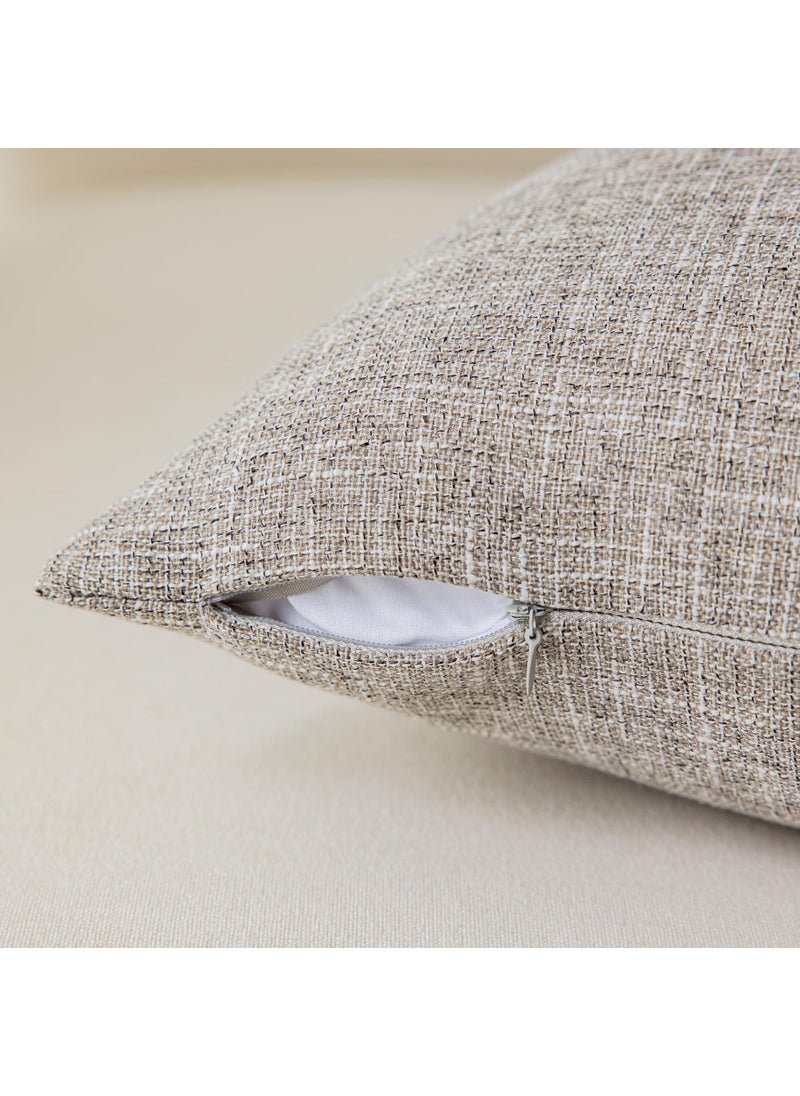 K KEVIN TEXTILE Kevin Textile Pillow Cover Faux Linen Toss Soft Throw Cushion Case for Couch  Invisible Zipper  18x18 inches (Set of 2  Sesame Grey)  - Image 2