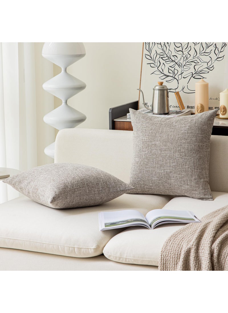 K KEVIN TEXTILE Kevin Textile Pillow Cover Faux Linen Toss Soft Throw Cushion Case for Couch  Invisible Zipper  18x18 inches (Set of 2  Sesame Grey)  - Image 5