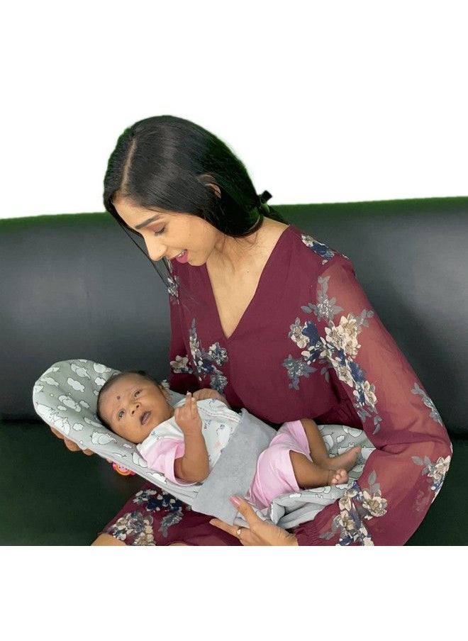 HOOPA - 2 In 1 Feeding Pillow Grey ; Feeding Pad ; Infant Carrier ; Newborn Carrier ; Nursing Pad Reclined Carrier (Grey) - Image 1