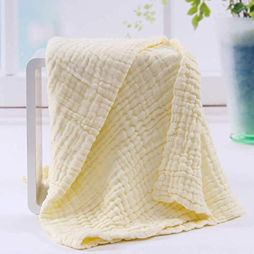 MOM'S HOME Cotton Baby Super Soft Absorbent Muslin 6 Layer wash Towel- 100X100 CM - (0-3 Years)- Yellow - Image 1