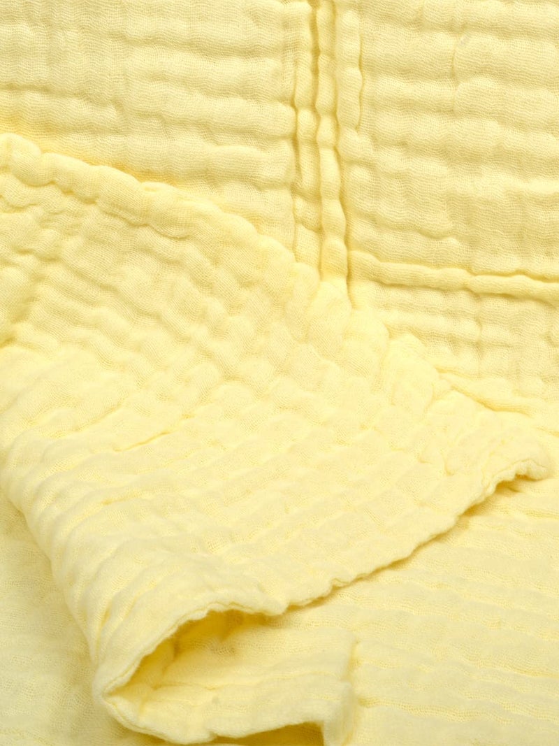 MOM'S HOME Cotton Baby Super Soft Absorbent Muslin 6 Layer wash Towel- 100X100 CM - (0-3 Years)- Yellow - Image 4