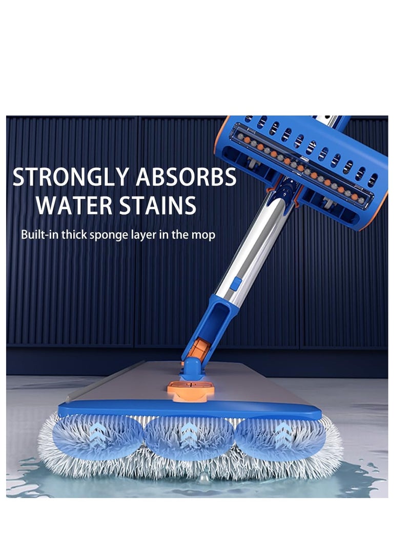 مجموعة ممسحة مسطحة كبيرة ودلو، ممسحة تنظيف الأرضيات من الخشب الصلب قابلة للدوران 360 درجة مع 6 وسادات ممسحة قابلة لإعادة الاستخدام، ممسحة من الألياف الدقيقة للاستخدام الرطب والجاف، لتنظيف الأرضيات وال - Image 3