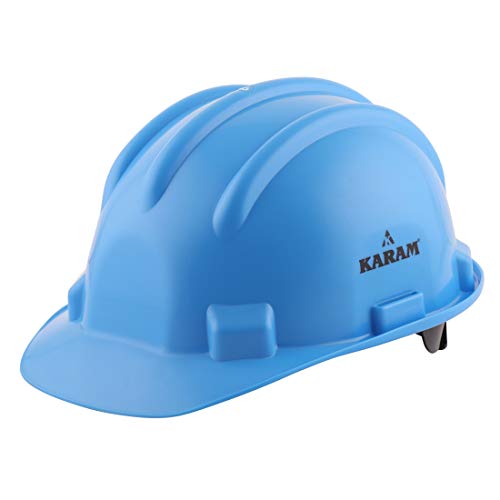 KARAM PN521 Safety Helmet for Men Construction Helmet | Ratchet Type Adjustment with Adjustable Chin Strap | Work Helmet with Side Slot for Attachment | is:2925:1984 Certified | Star Blue - Image 1