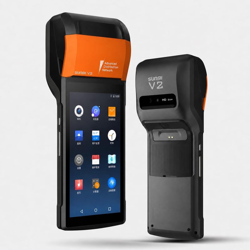 SUNMI V2 POS Terminal with Receipt Printer, Speaker, Camera and Barcode Scanner All in One Handheld PDA Printer, Android 7.1 System, Support 4G, WiFi and Bluetooth (Renewed) - Image 1