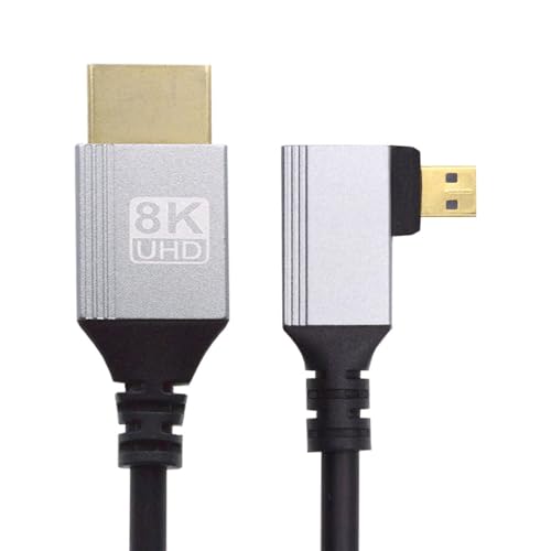 xiwai Right Angled HDTV 90 Degree Micro HDMI 2.1 Ultra Thin Cable 8K 4K Hyper Super Flexible Slim Cord Type-A to Type-D for Camera Monitor, 0.5m/1.5ft - Image 1