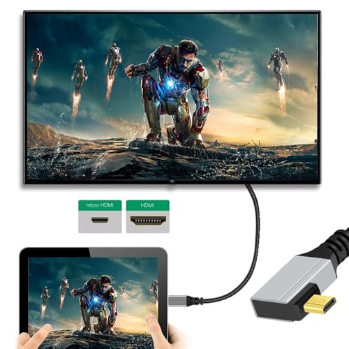 xiwai Right Angled HDTV 90 Degree Micro HDMI 2.1 Ultra Thin Cable 8K 4K Hyper Super Flexible Slim Cord Type-A to Type-D for Camera Monitor, 0.5m/1.5ft - Image 4