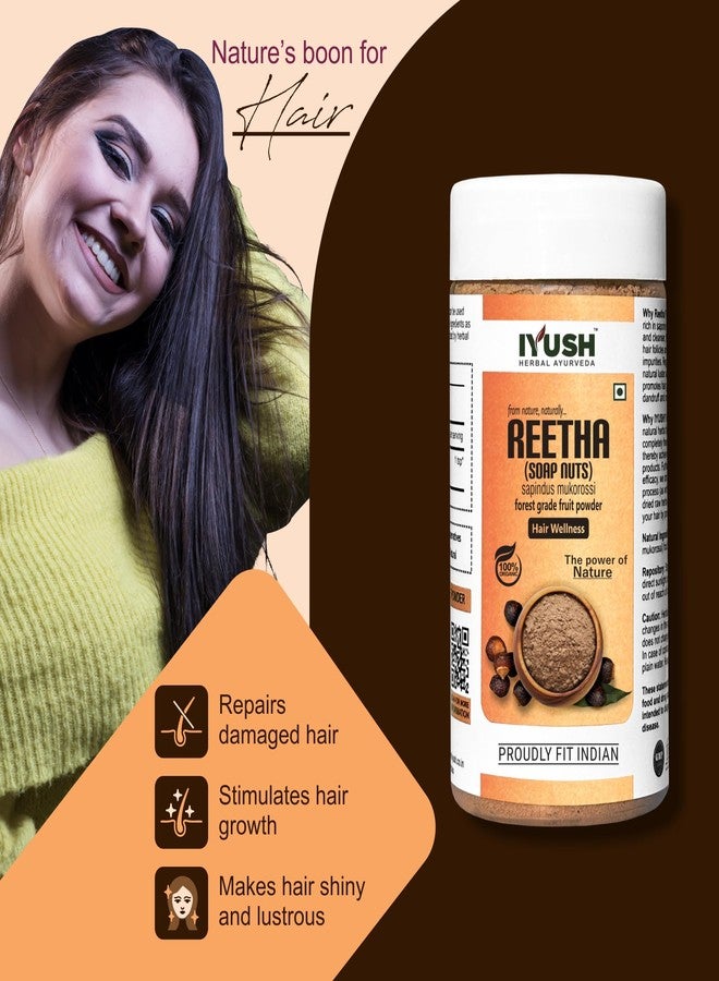 IYUSH Herbal Ayurveda Organic Reetha Powder for Hair Growth | Reetha Nuts for Hair Growth | Ritha Powder for Hair Wash | Aritha Powder Organic | Soap Nuts Powder | 100 gm - Image 3