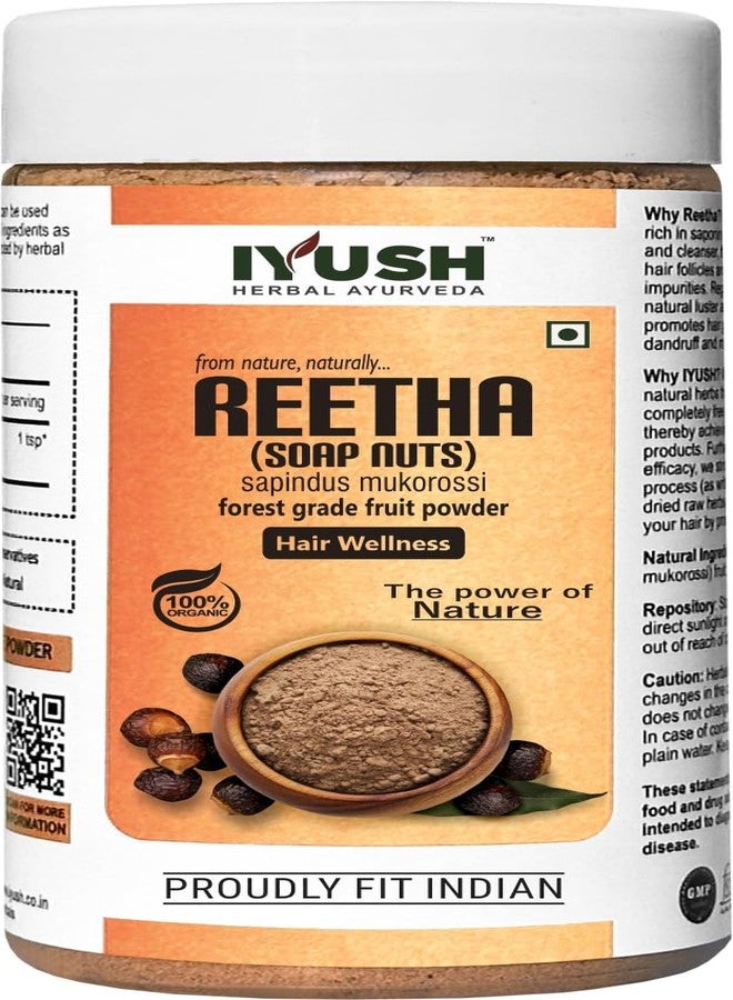 IYUSH Herbal Ayurveda Organic Reetha Powder for Hair Growth | Reetha Nuts for Hair Growth | Ritha Powder for Hair Wash | Aritha Powder Organic | Soap Nuts Powder | 100 gm - Image 1